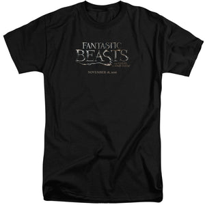 AN OFFCIALLY LICENSED FANTASTIC BEASTS LOGO MEN'S TALL FIT T-SHIRT BLACK