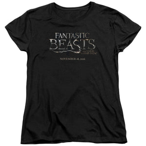 AN OFFCIALLY LICENSED FANTASTIC BEASTS LOGO WOMEN'S REGULAR FIT T-SHIRT BLACK