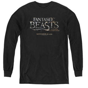 AN OFFCIALLY LICENSED FANTASTIC BEASTS LOGO YOUTH LONG SLEEVE T-SHIRT BLACK