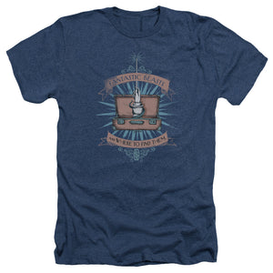 AN OFFCIALLY LICENSED FANTASTIC BEASTS BRIEFCASE MEN'S HEATHER T-SHIRT NAVY