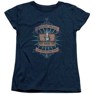 AN OFFCIALLY LICENSED FANTASTIC BEASTS BRIEFCASE WOMEN'S REGULAR FIT T-SHIRT NAVY