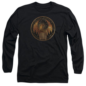 AN OFFCIALLY LICENSED FANTASTIC BEASTS MAGICAL CONGRESS CREST MEN'S LONG SLEEVE T-SHIRT BLACK