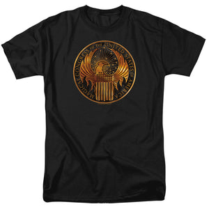 AN OFFCIALLY LICENSED FANTASTIC BEASTS MAGICAL CONGRESS CREST MEN'S REGULAR FIT T-SHIRT BLACK