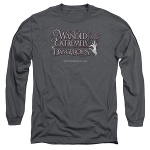 AN OFFCIALLY LICENSED FANTASTIC BEASTS WANDED MEN'S LONG SLEEVE T-SHIRT CHARCOAL