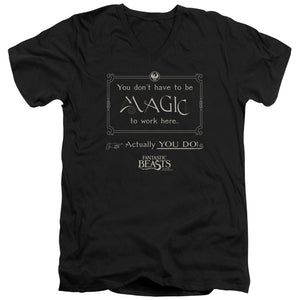 AN OFFCIALLY LICENSED FANTASTIC BEASTS MAGIC TO WORK HERE MEN'S V-NECK T-SHIRT BLACK