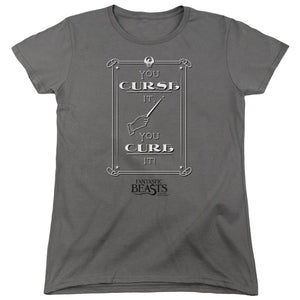 AN OFFCIALLY LICENSED FANTASTIC BEASTS CURSE IT WOMEN'S REGULAR FIT T-SHIRT CHARCOAL