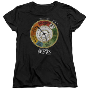 AN OFFCIALLY LICENSED FANTASTIC BEASTS THREAT GAUGE WOMEN'S REGULAR FIT T-SHIRT BLACK