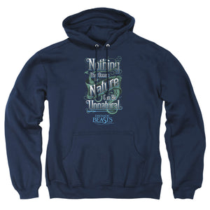 AN OFFCIALLY LICENSED FANTASTIC BEASTS UNNATURAL ADULT UNISEX PULLOVER HOODIE NAVY