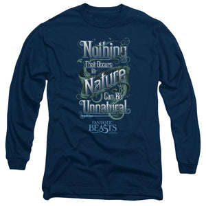 AN OFFCIALLY LICENSED FANTASTIC BEASTS UNNATURAL MEN'S LONG SLEEVE T-SHIRT NAVY