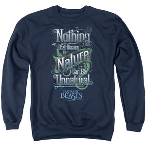 AN OFFCIALLY LICENSED FANTASTIC BEASTS UNNATURAL ADULT UNISEX CREWNECK SWEATSHIRT NAVY