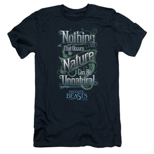 AN OFFCIALLY LICENSED FANTASTIC BEASTS UNNATURAL MEN'S PREMIUM SLIM FIT T-SHIRT NAVY