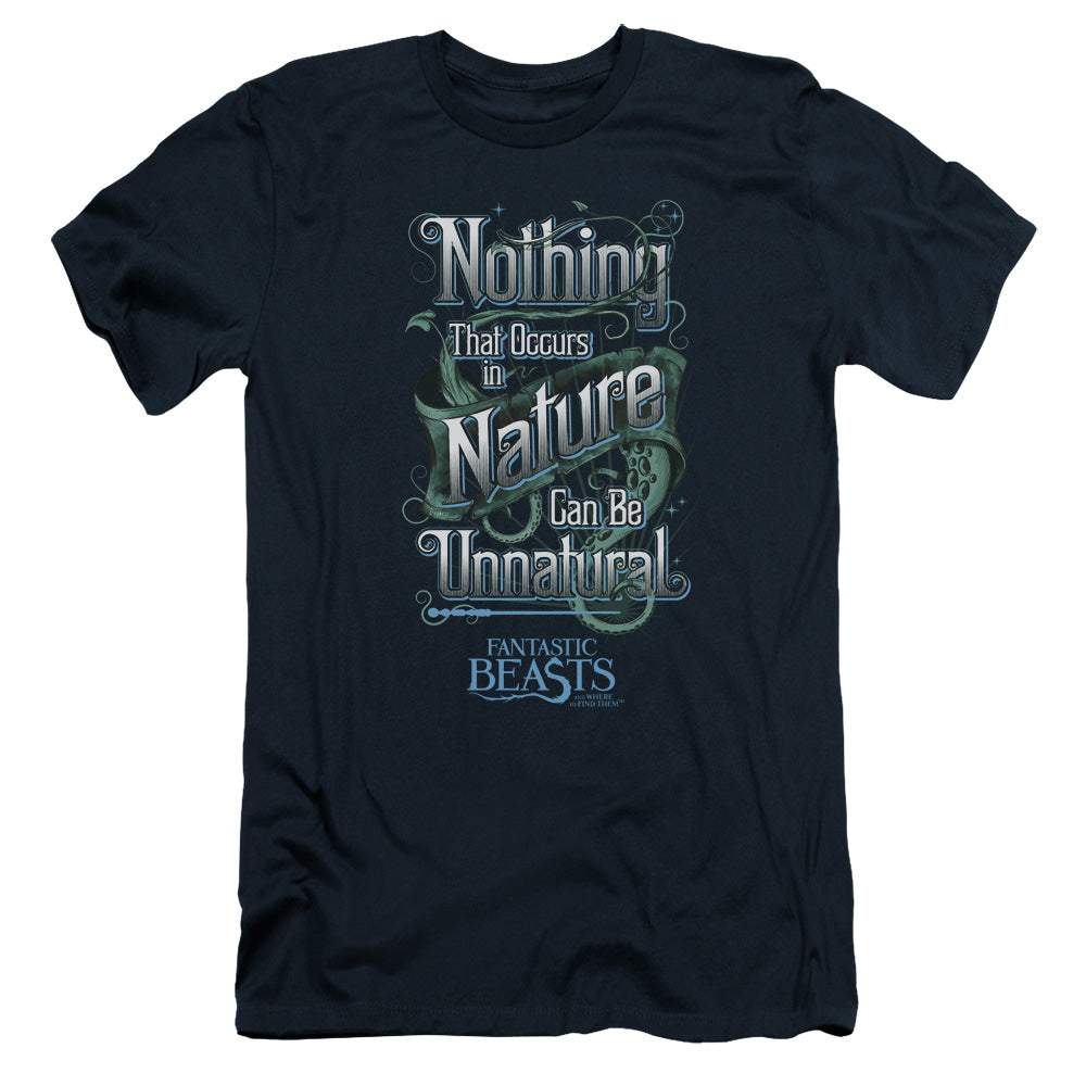 AN OFFCIALLY LICENSED FANTASTIC BEASTS UNNATURAL MEN'S PREMIUM SLIM FIT T-SHIRT NAVY