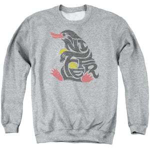 AN OFFCIALLY LICENSED FANTASTIC BEASTS NIFFLER ADULT UNISEX CREWNECK SWEATSHIRT ATHLETIC HEATHER
