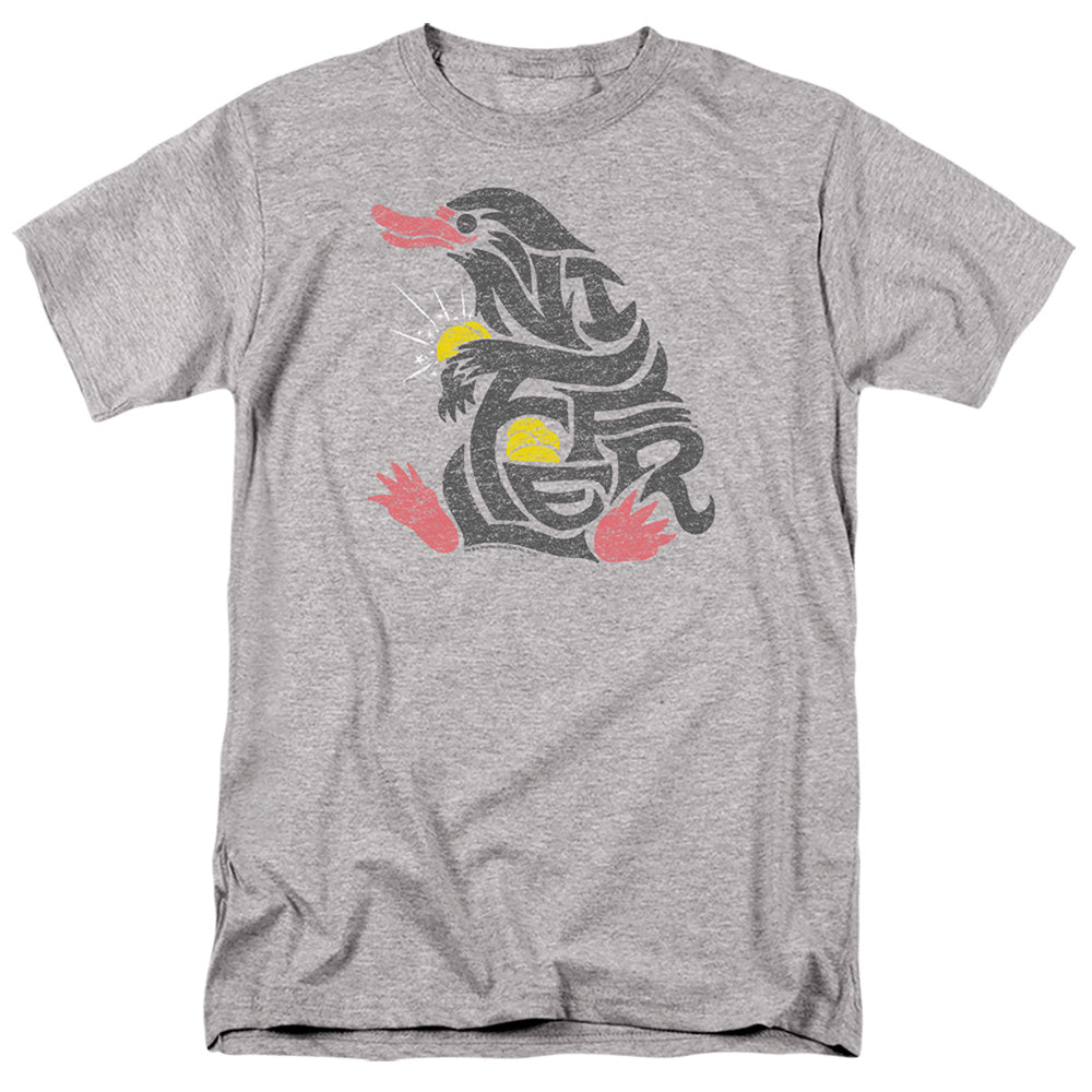 AN OFFCIALLY LICENSED FANTASTIC BEASTS NIFFLER MEN'S REGULAR FIT T-SHIRT ATHLETIC HEATHER