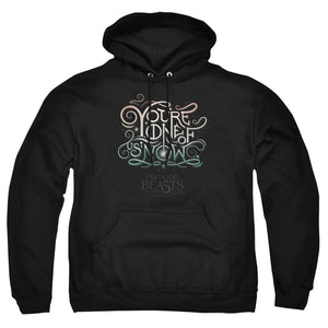 AN OFFCIALLY LICENSED FANTASTIC BEASTS ONE OF US ADULT UNISEX PULLOVER HOODIE BLACK