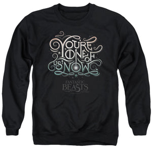AN OFFCIALLY LICENSED FANTASTIC BEASTS ONE OF US ADULT UNISEX CREWNECK SWEATSHIRT BLACK