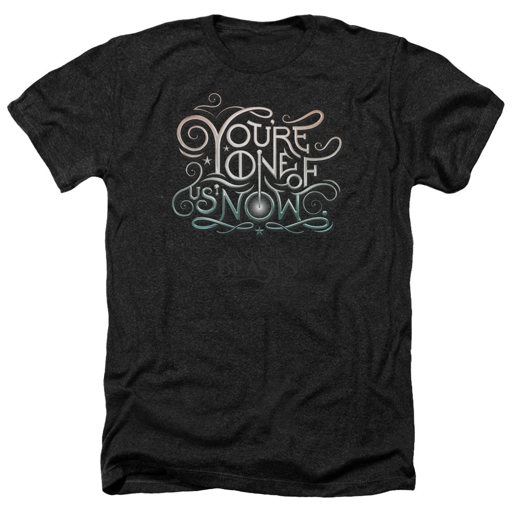 AN OFFCIALLY LICENSED FANTASTIC BEASTS ONE OF US MEN'S HEATHER T-SHIRT CHARCOAL