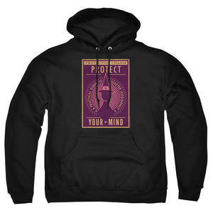 AN OFFCIALLY LICENSED FANTASTIC BEASTS PROTECT YOUR MIND ADULT UNISEX PULLOVER HOODIE BLACK