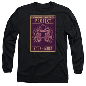 AN OFFCIALLY LICENSED FANTASTIC BEASTS PROTECT YOUR MIND MEN'S LONG SLEEVE T-SHIRT BLACK
