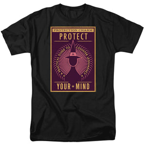 AN OFFCIALLY LICENSED FANTASTIC BEASTS PROTECT YOUR MIND MEN'S REGULAR FIT T-SHIRT BLACK