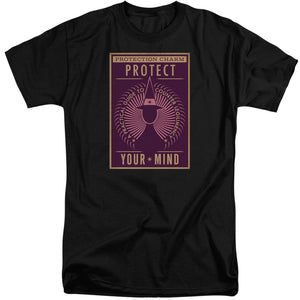 AN OFFCIALLY LICENSED FANTASTIC BEASTS PROTECT YOUR MIND MEN'S TALL FIT T-SHIRT BLACK