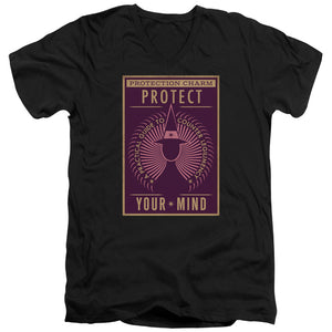 AN OFFCIALLY LICENSED FANTASTIC BEASTS PROTECT YOUR MIND MEN'S V-NECK T-SHIRT BLACK