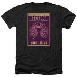 AN OFFCIALLY LICENSED FANTASTIC BEASTS PROTECT YOUR MIND MEN'S HEATHER T-SHIRT CHARCOAL