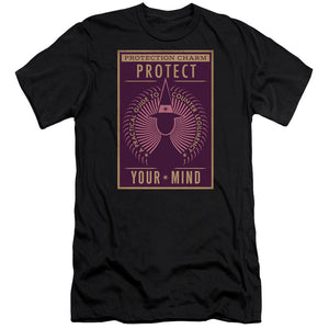 AN OFFCIALLY LICENSED FANTASTIC BEASTS PROTECT YOUR MIND MEN'S PREMIUM SLIM FIT T-SHIRT BLACK