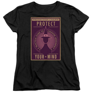 AN OFFCIALLY LICENSED FANTASTIC BEASTS PROTECT YOUR MIND WOMEN'S REGULAR FIT T-SHIRT BLACK