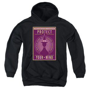 AN OFFCIALLY LICENSED FANTASTIC BEASTS PROTECT YOUR MIND YOUTH HOODIE BLACK