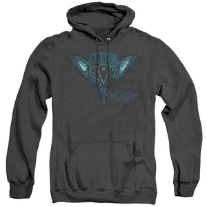 AN OFFCIALLY LICENSED FANTASTIC BEASTS SWOOPING EVIL ADULT UNISEX HEATHER PULLOVER HOODIE BLACK