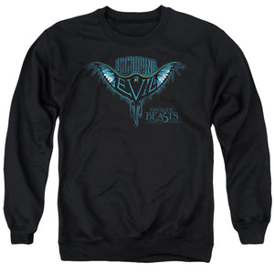 AN OFFCIALLY LICENSED FANTASTIC BEASTS SWOOPING EVIL ADULT UNISEX CREWNECK SWEATSHIRT BLACK