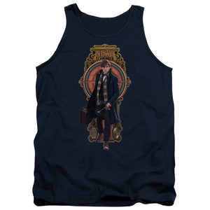 AN OFFCIALLY LICENSED FANTASTIC BEASTS NEWT SCAMANDER ADULT UNISEX TANK TOP NAVY