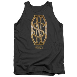 AN OFFCIALLY LICENSED FANTASTIC BEASTS SCAMANDER MONOGRAM ADULT UNISEX TANK TOP CHARCOAL