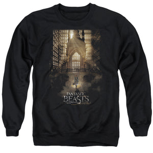 AN OFFCIALLY LICENSED FANTASTIC BEASTS POSTER ADULT UNISEX CREWNECK SWEATSHIRT BLACK