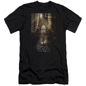 AN OFFCIALLY LICENSED FANTASTIC BEASTS POSTER MEN'S PREMIUM SLIM FIT T-SHIRT BLACK