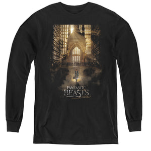 AN OFFCIALLY LICENSED FANTASTIC BEASTS POSTER YOUTH LONG SLEEVE T-SHIRT BLACK