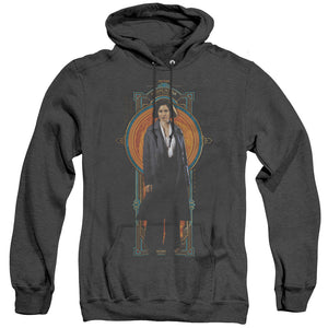 AN OFFCIALLY LICENSED FANTASTIC BEASTS PORPENTINA GOLDSTEIN ADULT UNISEX HEATHER PULLOVER HOODIE BLACK