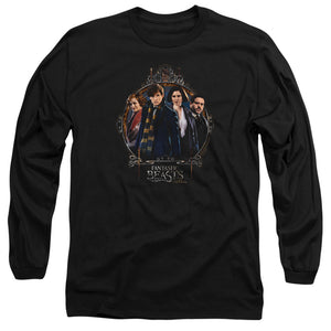 AN OFFCIALLY LICENSED FANTASTIC BEASTS GROUP PORTRAIT MEN'S LONG SLEEVE T-SHIRT BLACK