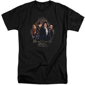 AN OFFCIALLY LICENSED FANTASTIC BEASTS GROUP PORTRAIT MEN'S TALL FIT T-SHIRT BLACK