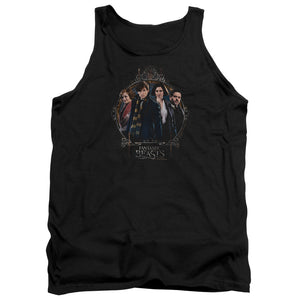 AN OFFCIALLY LICENSED FANTASTIC BEASTS GROUP PORTRAIT ADULT UNISEX TANK TOP BLACK