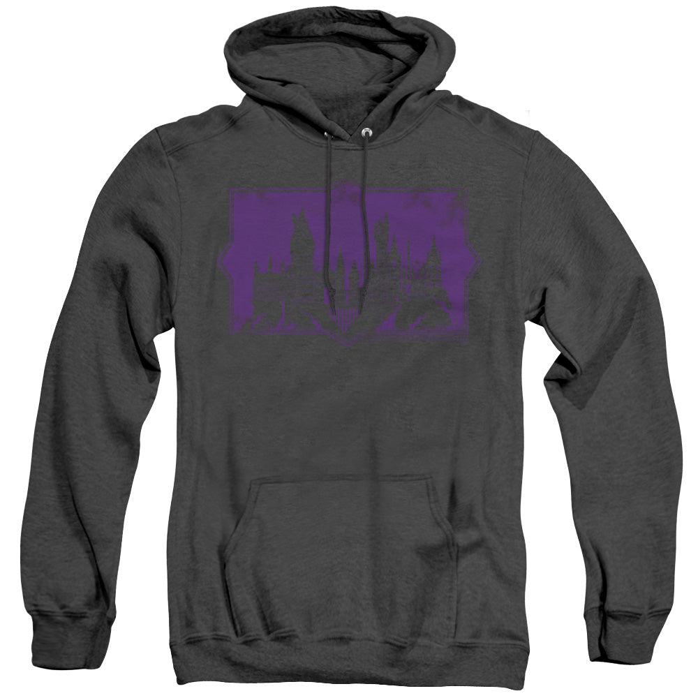 AN OFFCIALLY LICENSED FANTASTIC BEASTS 2 HOGWARTS SILHOUETTE ADULT UNISEX HEATHER PULLOVER HOODIE BLACK