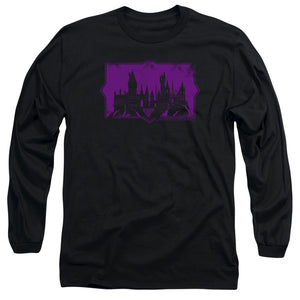 AN OFFCIALLY LICENSED FANTASTIC BEASTS 2 HOGWARTS SILHOUETTE MEN'S LONG SLEEVE T-SHIRT BLACK