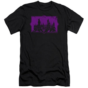 AN OFFCIALLY LICENSED FANTASTIC BEASTS 2 HOGWARTS SILHOUETTE MEN'S PREMIUM SLIM FIT T-SHIRT BLACK