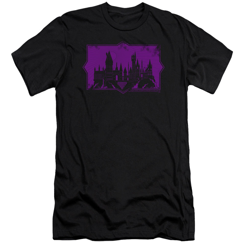 AN OFFCIALLY LICENSED FANTASTIC BEASTS 2 HOGWARTS SILHOUETTE MEN'S PREMIUM SLIM FIT T-SHIRT BLACK