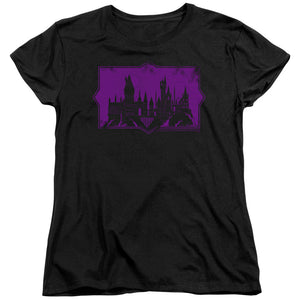 AN OFFCIALLY LICENSED FANTASTIC BEASTS 2 HOGWARTS SILHOUETTE WOMEN'S REGULAR FIT T-SHIRT BLACK