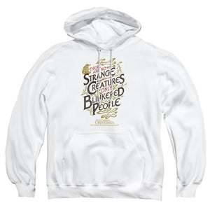 AN OFFCIALLY LICENSED FANTASTIC BEASTS 2 BLINKERED PEOPLE ADULT UNISEX PULLOVER HOODIE WHITE