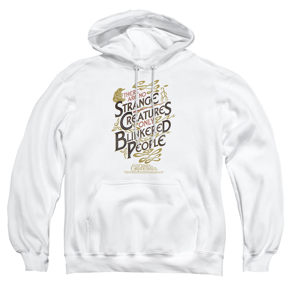 AN OFFCIALLY LICENSED FANTASTIC BEASTS 2 BLINKERED PEOPLE ADULT UNISEX PULLOVER HOODIE WHITE