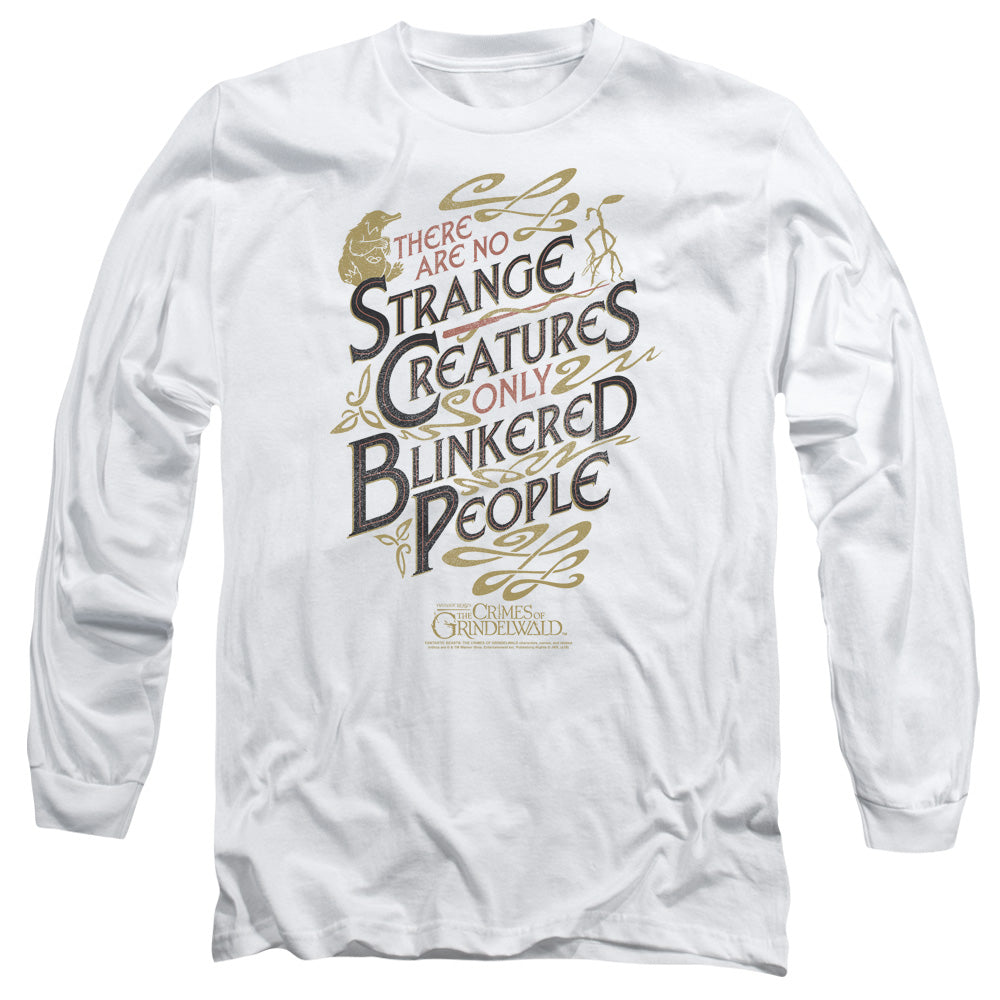AN OFFCIALLY LICENSED FANTASTIC BEASTS 2 BLINKERED PEOPLE MEN'S LONG SLEEVE T-SHIRT WHITE