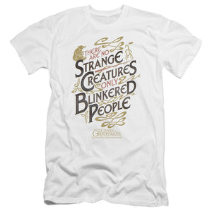 AN OFFCIALLY LICENSED FANTASTIC BEASTS 2 BLINKERED PEOPLE MEN'S PREMIUM SLIM FIT T-SHIRT WHITE